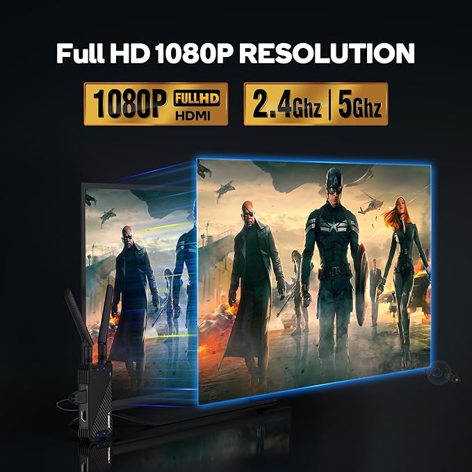 Wireless HDMI Receiver,Receiver Only,1300FT Wireless HDMI Extender Kit with Loop Out,1080P Full HD for Streaming from DSLR,Laptop,Setop Box to TV/Projector IR Remote Control Support,Up to 1TX to 5RXs