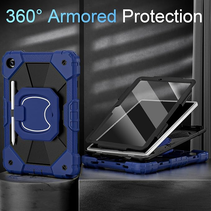 Auizotl Case for Samsung Galaxy Tab A11+/A9+ Plus 11 Inch with Screen Protector/Rotating Stand/Pen HolderMilitary Grade Shockproof Cover for Galaxy Tab A11 Plus /A9 Plus CasesBlack