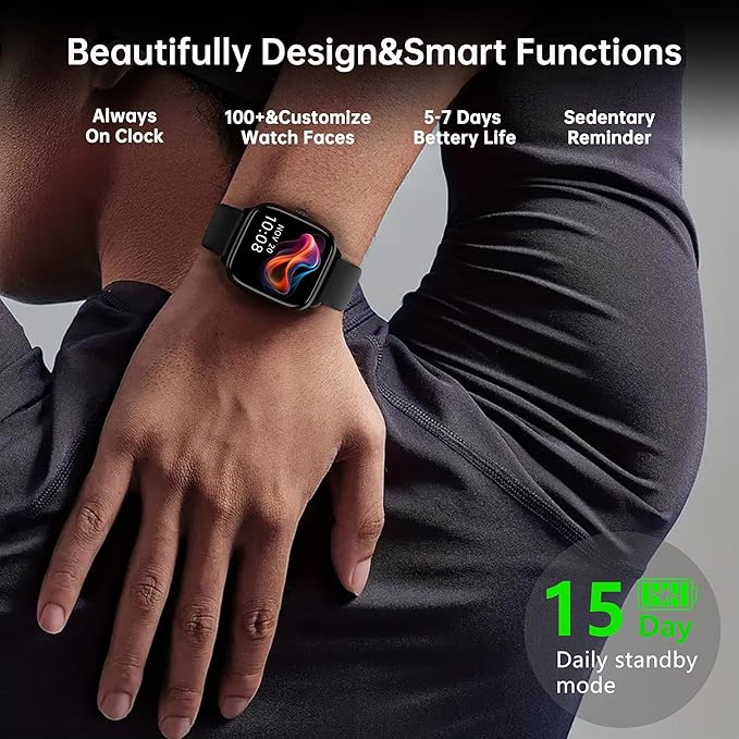 Sunorshop Fitness Tracker Answer/Make Calls, Smart Watch with Blood Pressure, Blood Oxygen, 24/7 Heart Rate Monitor, 120+ Sport Mode Activity Tracker, Waterproof Sleep Tracker for Women Men