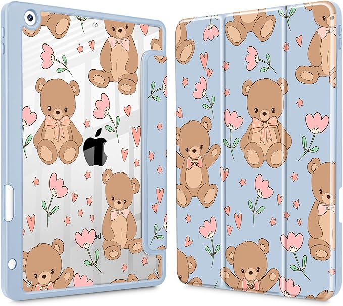 May Chen for iPad 9th Generation with Pencil Holder iPad 8th/7th Gen Case 10.2-inch [Penceil Holder] Trifold Stand Auto Wake/Sleep Clear TPU Protection Back Cover Ballet Shoes