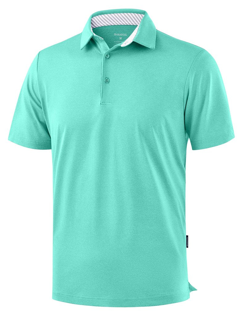 Golf Shirts Heather Polo Short Sleeve Dry Fit Lightweight Moisture Wicking Collared Shirts Casual Athletic Business (Emerald Green, 4XL)