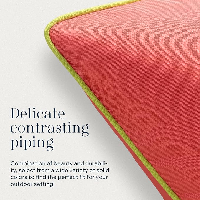 Phantoscope Pack of 2 Outdoor Waterproof Throw Pillow Covers with Contrast Piping, Decorative Square Cushion Case Patio Pillows for Couch Tent Sunbrella, Rose Pink 18x18 inches