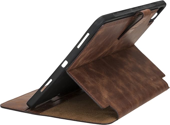 Genuine Leather Handmade iPad 10.2 Magnetic Closure Case with Separeted Compartments and Card Slots for Women &amp Men (8th Gen 2020) (7th Gen 2019) (Black)