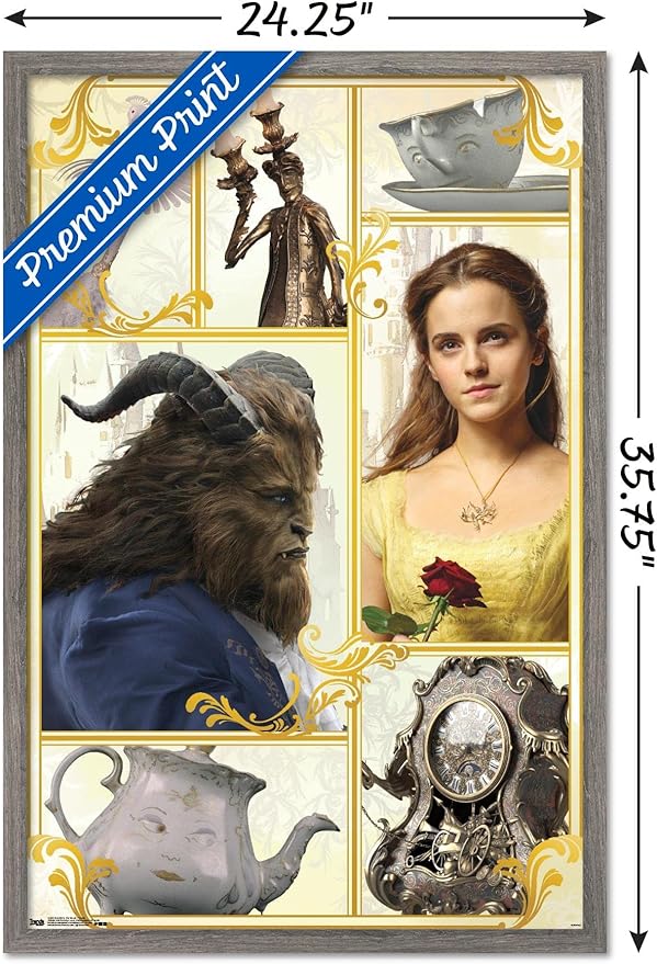 Trends International Disney Beauty And The Beast - Group Wall Poster, 22.375" x 34", Barnwood Framed Version