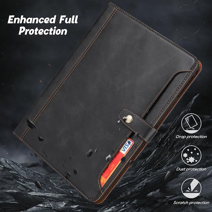 Flip Case for Apple iPad 10.2 9th 8th 7th Generation 2021/2020/2019 Pencil Holder Smart Cover Auto Sleep Wake Protective Documents Pocket Stand Snap Closure Case for iPad 10.2 Inch Black