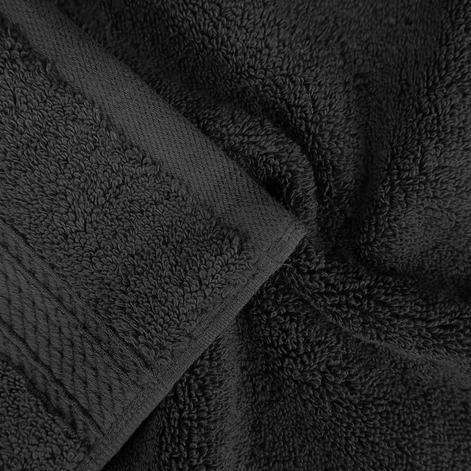 SUPERIOR Egyptian Cotton Pile 9 Piece Towel Set, Includes 3 Bath, 3 Hand, 3 Face Towels/Washcloths, Ultra Soft Luxury Towels, Thick Plush Essentials, Guest Bath, Spa, Hotel Bathroom, Black