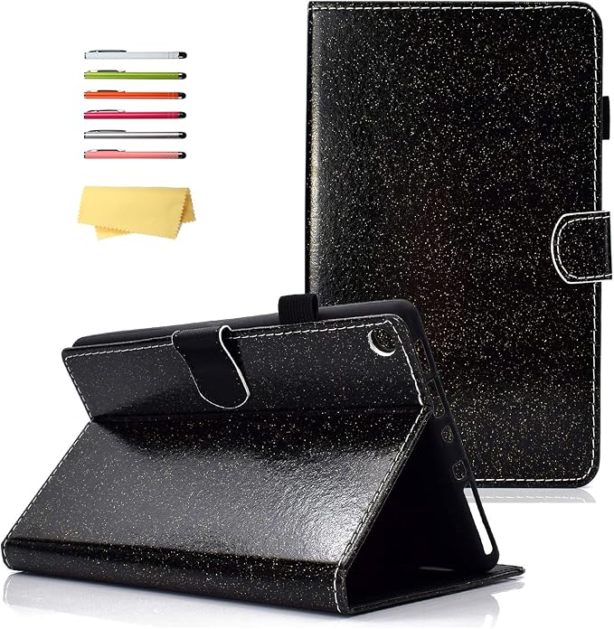 Fire HD 8 Case Slim Folding Stand Auto Wake/Sleep Wallet Case with Cards/Cash Holder for Amazon Fire HD 8(8th/7th/6th Gen 2018/2017/2016 Release)-Black
