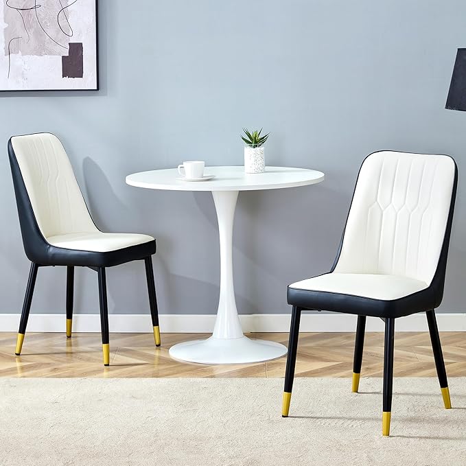 Dining Chairs Set of 2，Modern Dining Chairs, Equipped with PU Leather Backrest Cushions and Metal Legs, Suitable for Restaurants, Kitchens, and Dining Room Chairs