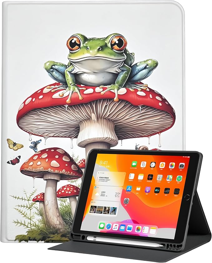 Case for iPad 9th/8th/7th Generation 10.2 Inch 2021/2020/2019 Folio PU Leather Soft TPU Back Cover Multi-Angle Stand Auto Wake/Sleep Smart Case Audio Cassette Tape