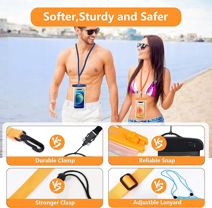 Waterproof Phone Pouch Bag - 7.5in Water Proof Cell Phone Case for Beach Travel Must Haves, IPX8 Dry Bag with Lanyard for iPhone 16 15 Pro Max Galaxy S25 S24 Ultra, Cruise Ship Essentials 2025