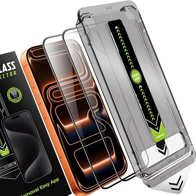 16 Pro Screen ProtectorAuto-Dust Removal Compartment With IPhone 16 Pro Screen Protector with Dust Free Chamber [Zero Bubble] 9H+Tempered Glass Films Shockproof (16 Pro)