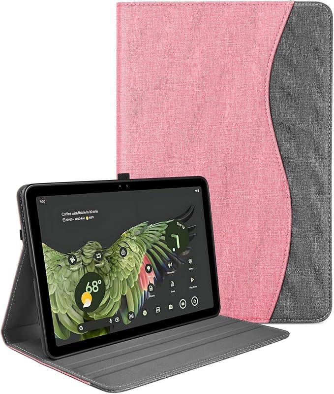 Case for Google Pixel Tablet (11-inch 2023) Multi-Angle Viewing Protective Stand Cover with Pencil Holder &amp Pocket and Protective Tape Compatible with Charging Speaker Dock Cyan