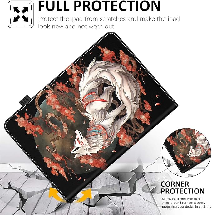 Case for All-New Amazon Fire HD 10 and 10 Plus Tablet (13th/11th Generation 2023/2021 Release) 10.1 Multi-Angle Smart Stand Cover Auto Sleep/Wake Skull and Fire