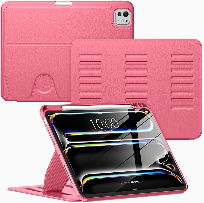 VIKESI Case for iPad Pro 11 inch (M5/M4) 2025/2024Multiple Angles Magnetic Stand CoverShockproof BackPencil Holderand Auto Sleep/WakeBlack
