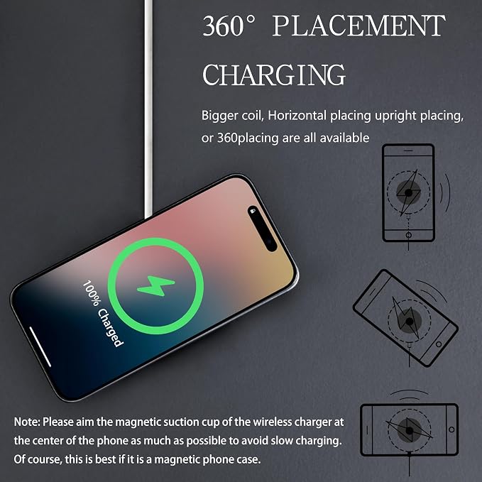 Magnetic Wireless Charger for iPhone 15W Fast Mag Safe Charger 2 Pack Charging Pad Compatible with iPhone 17/16/15/14/13/12 Series and Air - Pods 3/2/Pro 2/Pro Black