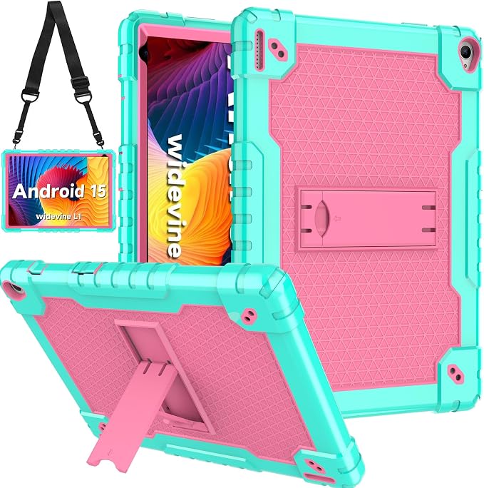 for YQSAVIOR Tab CP10 10.1 CaseHeavy Duty Shockproof with Shoulder Strap Kickstand Hybrid Kids Friendly Cover for Coopers Model CP10 10.1 inch Tablet (Black)