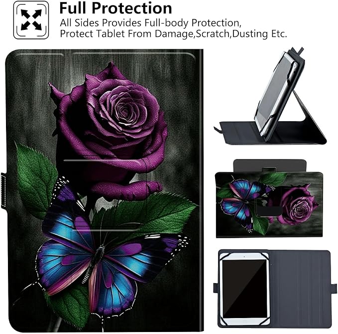 Universal Case for 10.6 inch 11 inch TabletUniversal Case for 10.6-11 Inch Touchscreen TabletSlim PU Leather Stand Folio Shell Cover with 360 Degree Rotatable Kickstand ViewingAbstract Sun Leaf