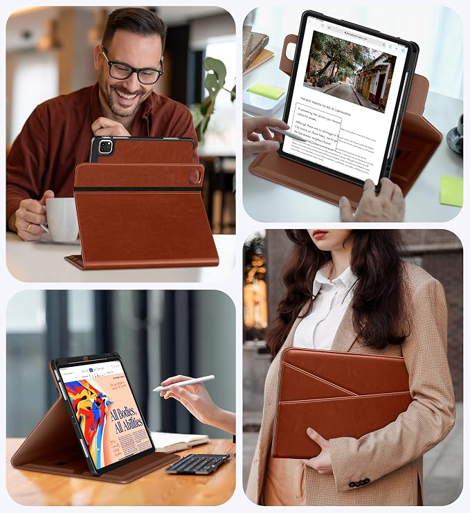 DTTO for iPad Pro 12.9 6th/5th/4th Gen Case (2022/2021/2020) Black | 360 Degree Rotating Premium Faux Leather Folio Stand Cover with Pencil Holder for iPad Pro 12.9 3rd Generation Case 2018