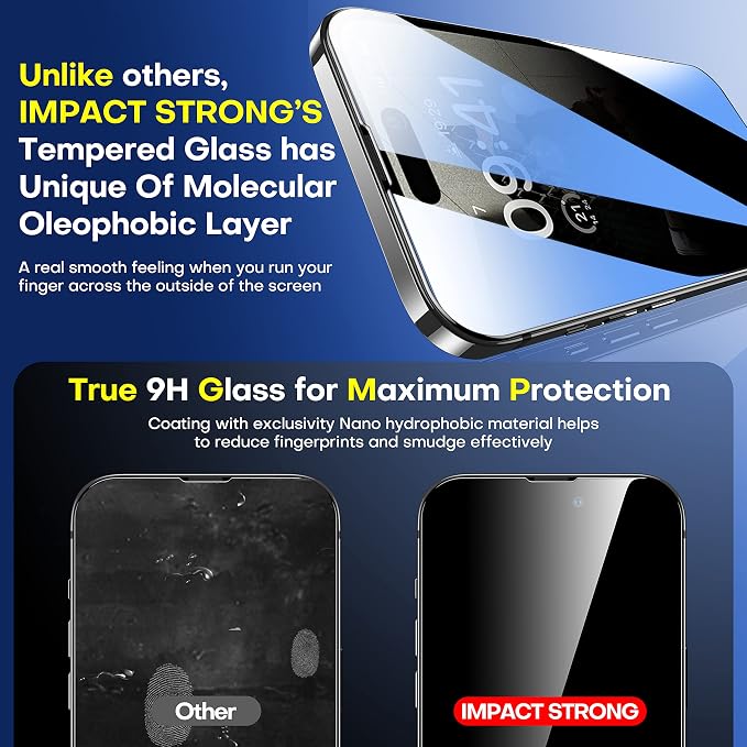 ImpactStrong Anti-Spy Privacy Screen Protector for iPhone 11 / iPhone XR (6.1-Inch) 9H Tempered Glass Shatter-Resistant Anti-Scratch Easy Install Kit Case Friendly 2-Pack