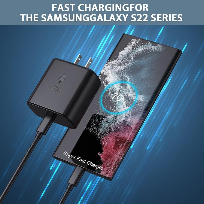 2026 45W Super Fast Charger USB C Android Phone Charger Fast Charging Compatible with Samsung Galaxy S25/S25 Ultra/S25+/S26 Ultra/S26/S26+/S24 Ultra/S23/S22/S20/S21/Note 10Galaxy Tab 6ft C Cable