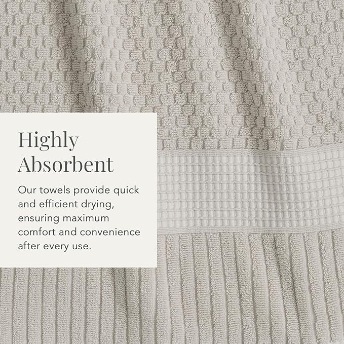 NY Loft 100% Cotton 2 Pack Bath Sheet Towel Set | Absorbent Quick-Dry Oversize Bath Towels | Textured and Durable Cotton | Quiet Grey