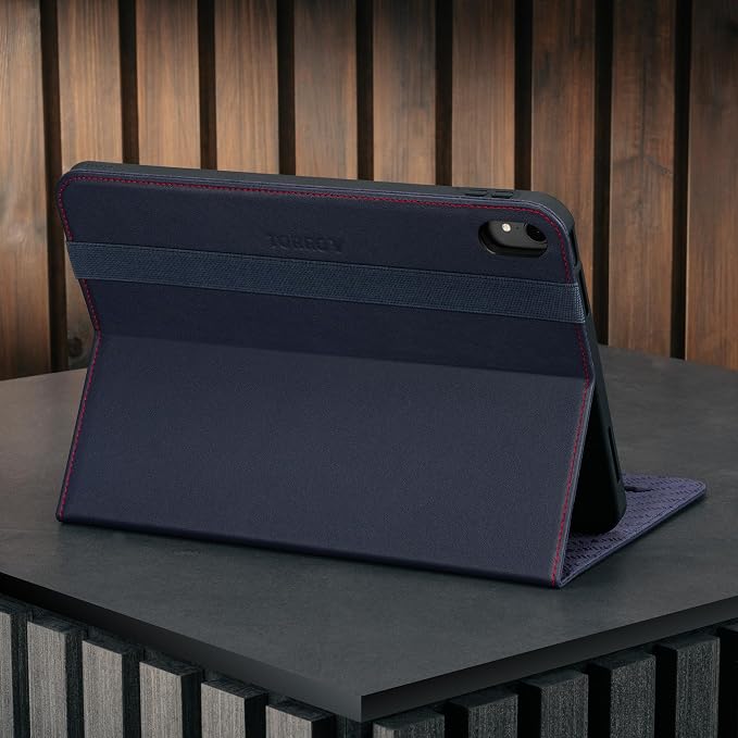 TORRO Case Compatible with iPad 11th / 10th Generation – Genuine Leather iPad 11th / 10th Gen (2025/2022) Case with Stand Function and Wake/Sleep Function (Black)
