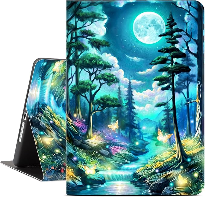 Lokigo Case for iPad 9th/8th/7th Gen 10.2 Air 3rd/Pro10.5 Aurora Forest | Protective Folio Soft Back Cover Pencil Holder for Teens/Students/Office Staffs 4 Angles Viewing Stand Auto Wake/Sleep