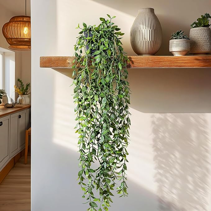 Artificial Hanging Plant 2 Pcs Faux Plant Ivy Vine Faux Eucalyptus Vines Fake Potted Greenery for Wall Living Room Home Shelf Office Bathroom Outdoor Indoor Decor (Type 1)