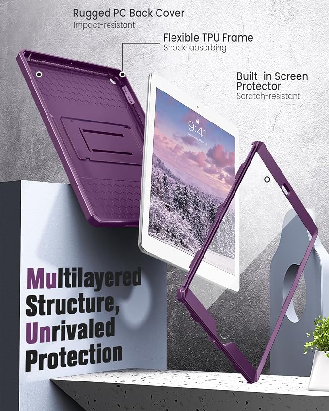 MoKo Shockproof Case Fit 2018/2017 iPad 9.7 6th/5th Generation Black | Heavy Duty Shockproof Full Body Rugged Hybrid Cover with Built-in Screen Protector for Apple iPad 9.7 Inch 2018/2017