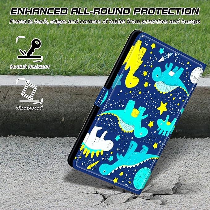 for Walmart Onn 10.1 2024 Onn 10.1 Gen 4 Universal Tablet Case 360 Degree Rotating Kickstand Protective Stand Case with Multiple Viewing PU Leather Shell Case Black Book Cat