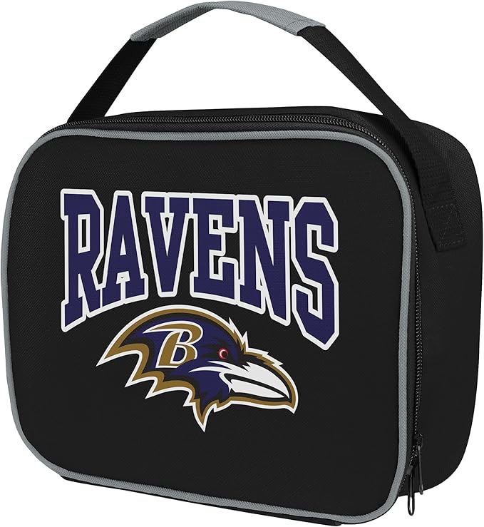 FOCO NFL Unisex-Adult Officially Licensed Wordmark Team Color Big Logo Football Zip Closure 7L Lunch Bag - Baltimore Ravens