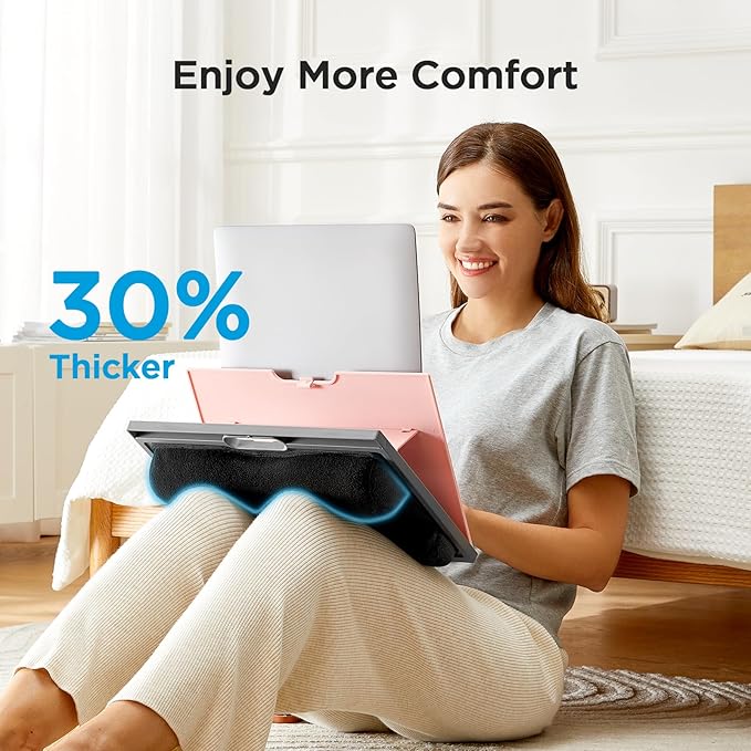 HUANUO Adjustable Lap Desk - with 8 Adjustable Angles & Dual Cushions Laptop Stand for Car Laptop Desk, Work Table, Lap Writing Board & Drawing Desk on Sofa or Bed, Pink
