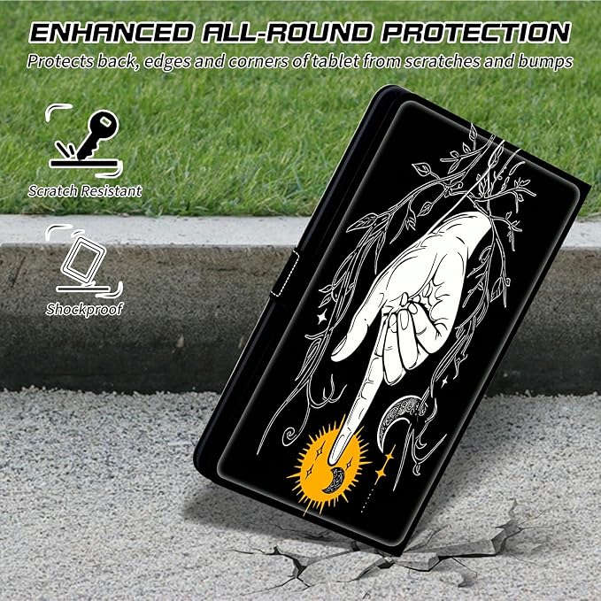 for Walmart Onn 10.1 2024 Onn 10.1 Gen 4 Universal Tablet Case 360 Degree Rotating Kickstand Protective Stand Case with Multiple Viewing PU Leather Shell Case Black Book Cat