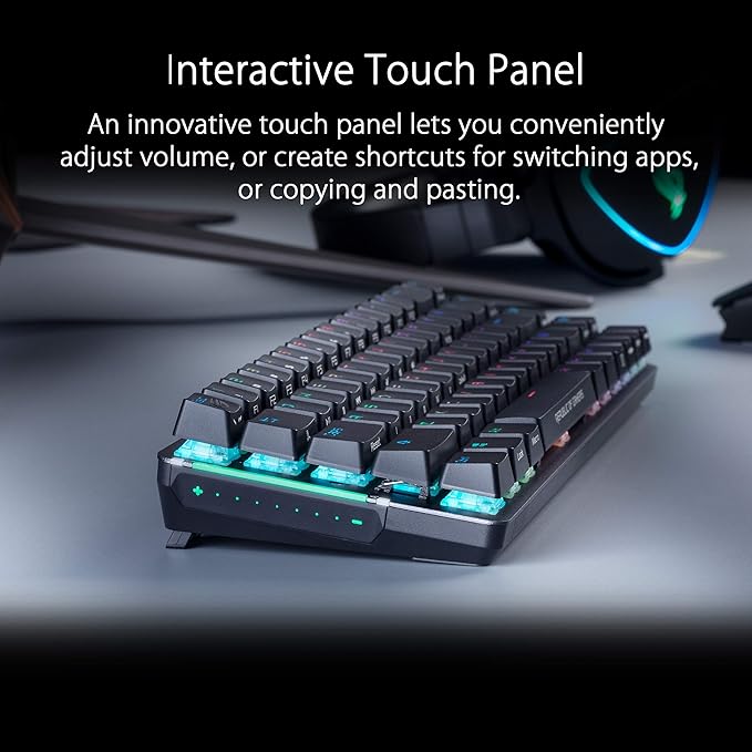 ASUS ROG Falchion NX 65% Wireless RGB Gaming Mechanical Keyboard | ROG NX Brown Tactile Switches, PBT Doubleshot Keycaps, Wired / 2.4G Hz, Touch Panel, Keyboard Cover Case, Macro Support