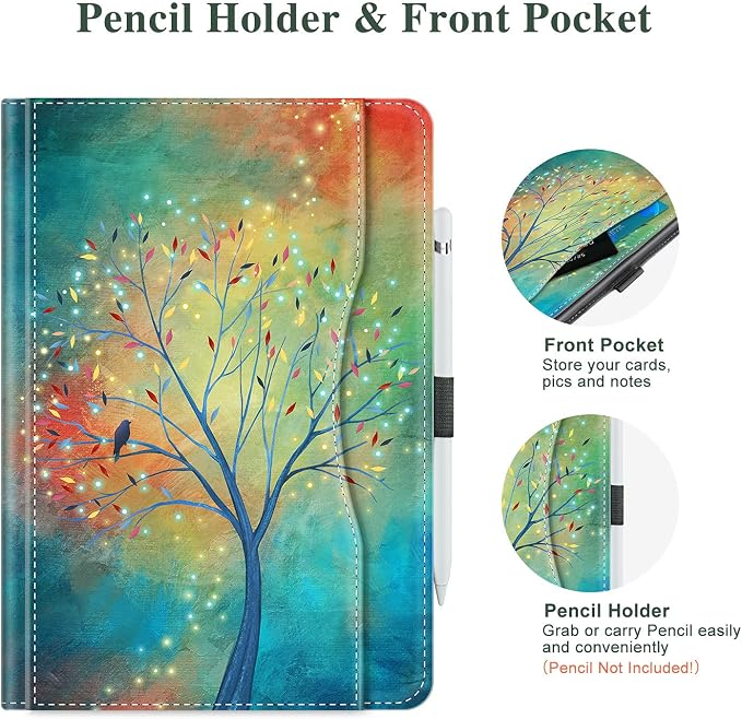 Vimorco for iPad 9th/8th/7th Generation Case 10.2-inch Pencil Holder/Pocket | for iPad Air 3rd Generation Case 10.5-inch for iPad Pro 10.5 Inch Cases Hand Strap Adjustable Angle Beach Path Scenery