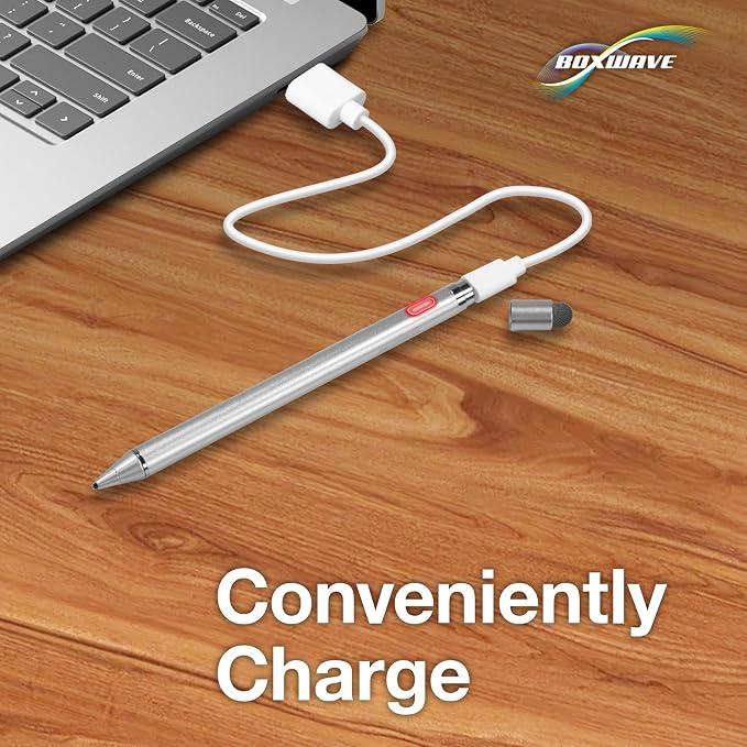 BoxWave Stylus Pen Compatible with Oukitel Tablet RT2 Orange (10 in) - AccuPoint Active Stylus Electronic Stylus with Ultra Fine Tip - Metallic Silver
