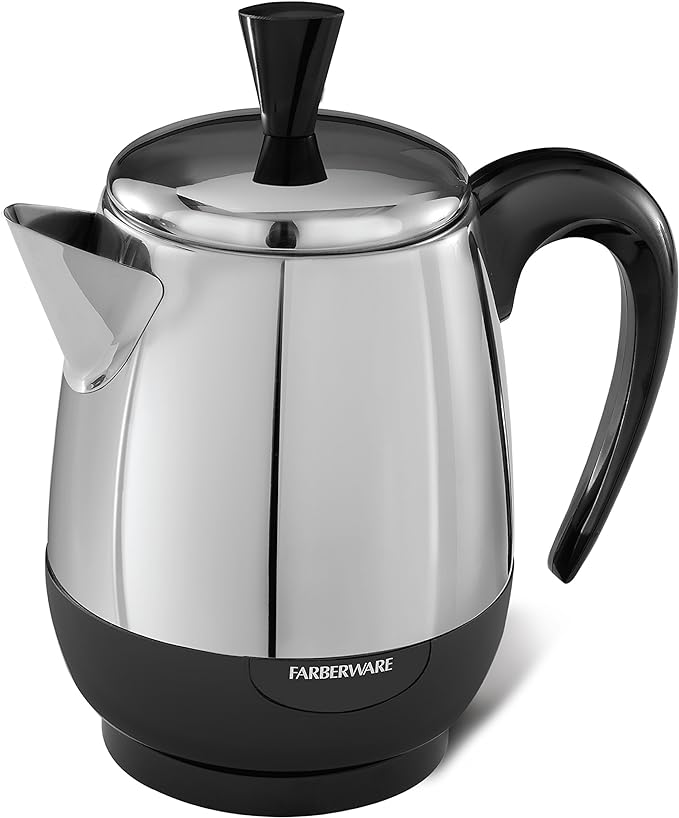 Farberware 4-Cup Stainless Steel Coffee Percolator, Automatic Keep Warm