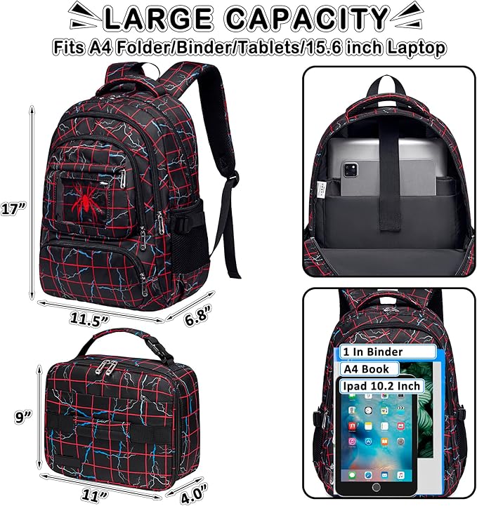 Kids Backpack for School With Lunch Box Boys Backpacks for Elementary Kindergarten Preschool Mochila Para Niños 6-8 10-12 4 5 6 7 8 9 10 11 12