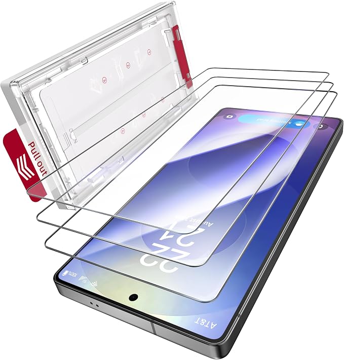 X-it 3-Pack HD Screen Protector for Samsung Galaxy S25 Edge [100% Fingerprint Unlock] 9H+ Tempered Glass [Automatic Dust Removal] 10x Military Protection [Bubble-Free] Case Friendly
