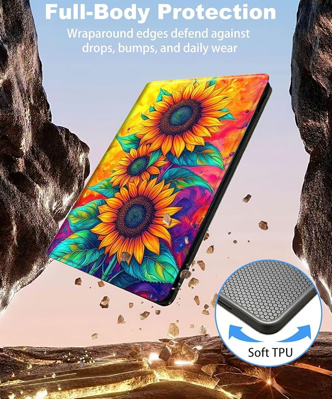 for iPad 11th Generation (A16 2025) 11 / iPad 10th Gen 10.9 2022 Case 360° Rotating PU Leather Stand Cover with Auto Sleep/Wake Shockproof TPU Backl Raccoon Perched