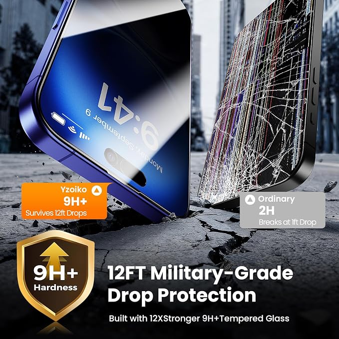 2 Pack Privacy Screen Protector for iPhone 16 plus/iPhone 15 plus 6.7 28° Anti-Spy Tempered Glass with Auto Dust Removal Easy Installation Kit Bubble-Free Case Friendly