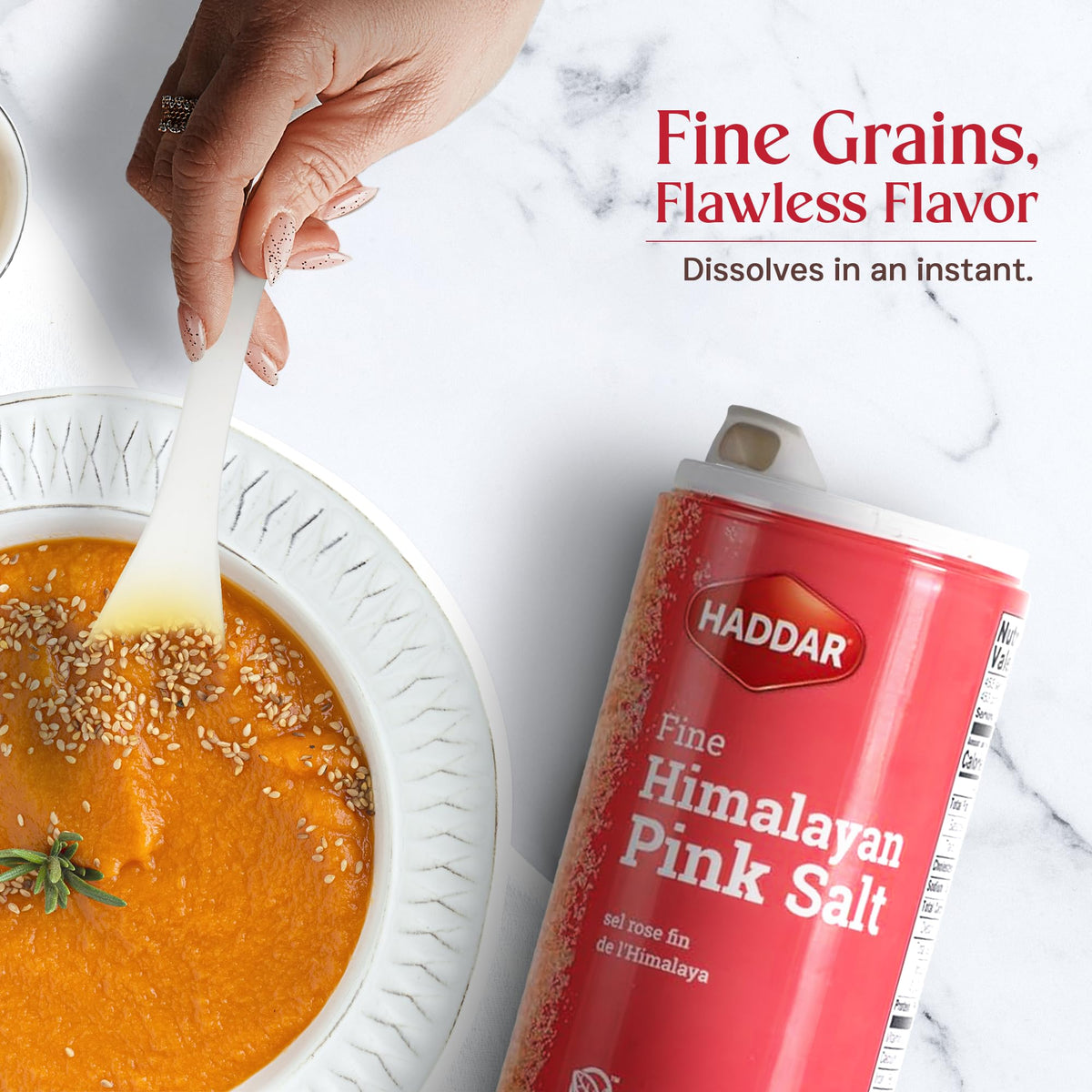 Haddar Fine Himalayan Pink Salt, 16 oz (2 Pack) | Pure and Natural Pink Himalayan Sea Salt | Rich in Essential Minerals | Gourmet Cooking and Seasoning Salt | Table Salt Alternative