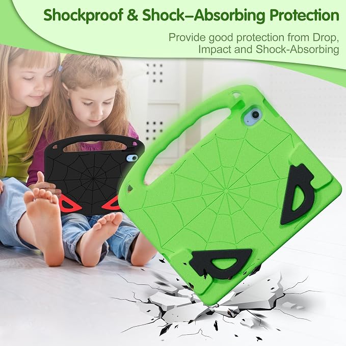 Kids Case for iPad A16 11th/ 10th Generation (2025/2022 Model) | iPad 11/ iPad 10 Full-Body Drop Protection cover with Screen Protector EVA Shockproof Handle Stand Black