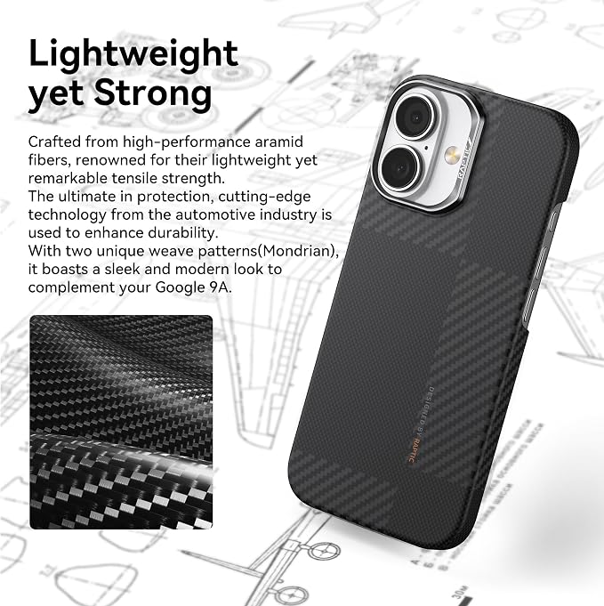 RAPTIC Aramid Fiber Case for iPhone 16 Pro Compatible with MagSafe Non-Slip &amp Slim 600D Aramid Fiber [Military Grade Drop Tested] Anti-Scratch Shockproof Protective Case 6.3 inch Black