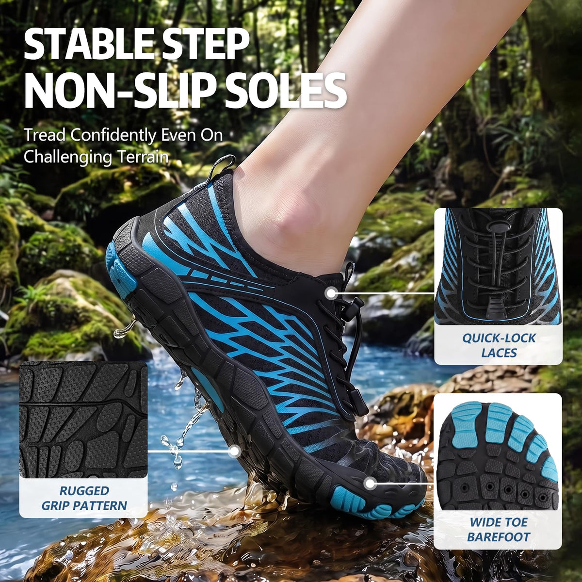 ELETON Barefoot Shoes Women Men Hiking Water Shoes Wide Toe Box Zero Drop