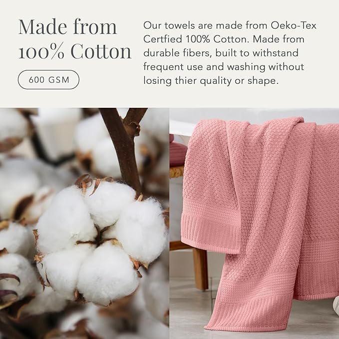 NY Loft 100% Cotton 2 Pack Bath Sheet Towel Set | Extra Large Oversize Bath Towels | Absorbent & Quick-Dry | Textured and Durable Cotton | Rose Pink