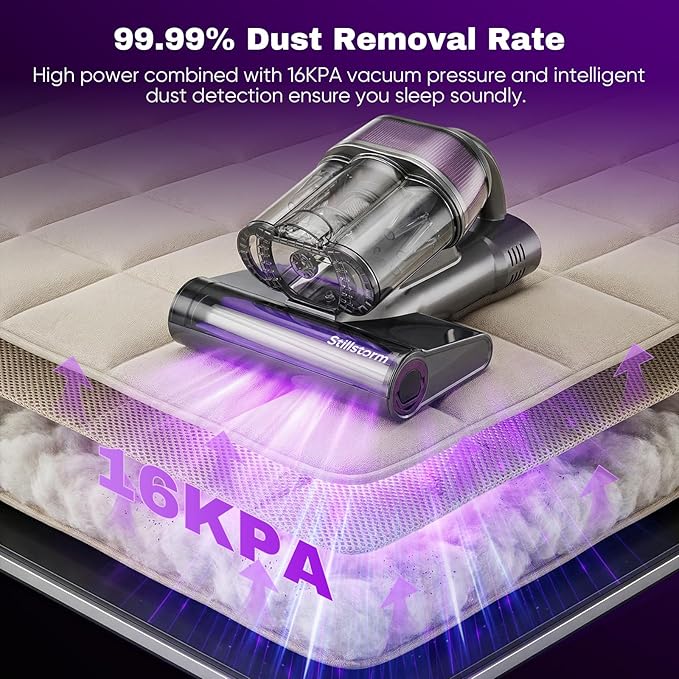 Stillstorm Mattress Vacuum Cleaner 16KPA Mattress Cleaner uv Sanitizing, Handheld Vacuums Corded with Large-Capacity for Bed, Sofa, Carpet 140°F Hot Air Multi-Function Dual-Display Digital Readout
