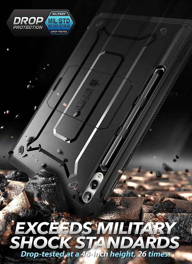 SUPCASE for Samsung Galaxy Tab S10 Plus 12.4 Inch (2024) Case with Stand [Unicorn Beetle Pro] [Built-in Screen Protector &amp S Pen Holder] Rugged Protective Tablet Cover for Galaxy Tab S9 Plus Bla