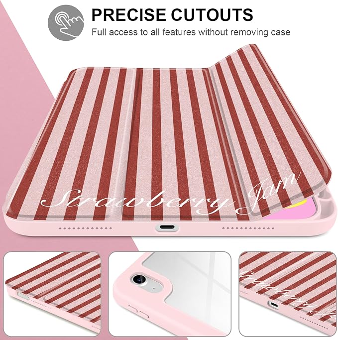 Case for iPad (A16) 11th Generation 11 inch 2025 /iPad 10th Gen 10.9 2022 - Aesthetic Cute Preppy Design Trifold Cover with Soft TPU Bumper Clear Back Auto Sleep/Wake Waves