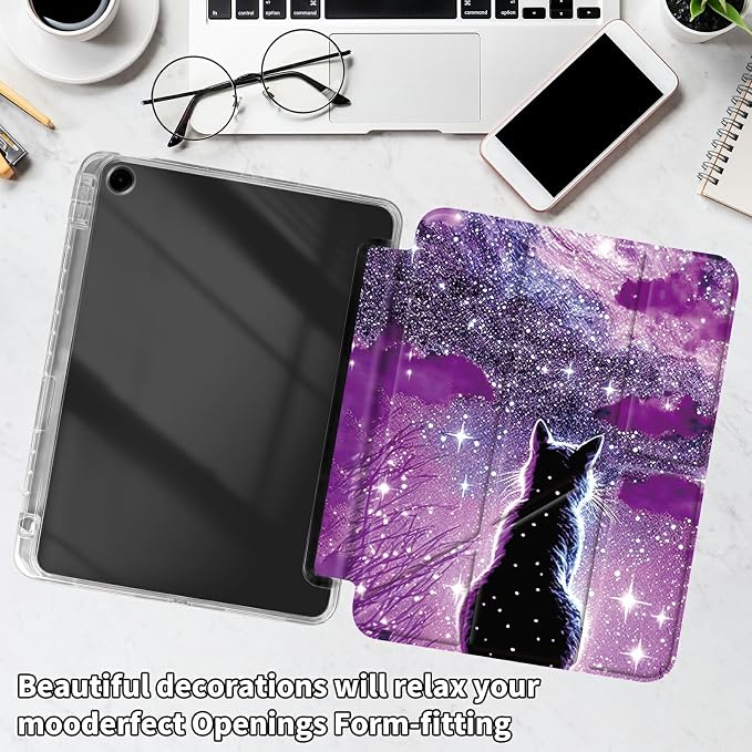 for iPad 10.2 &amp 10.5/iPad 9th/8th/7th Generation 10.2 2021 2020 2019 Case Mutil Angles Folding Y-Shaped Stand Cover with Pencil Holder Auto Wake/SleepAmerican Flag and Cow